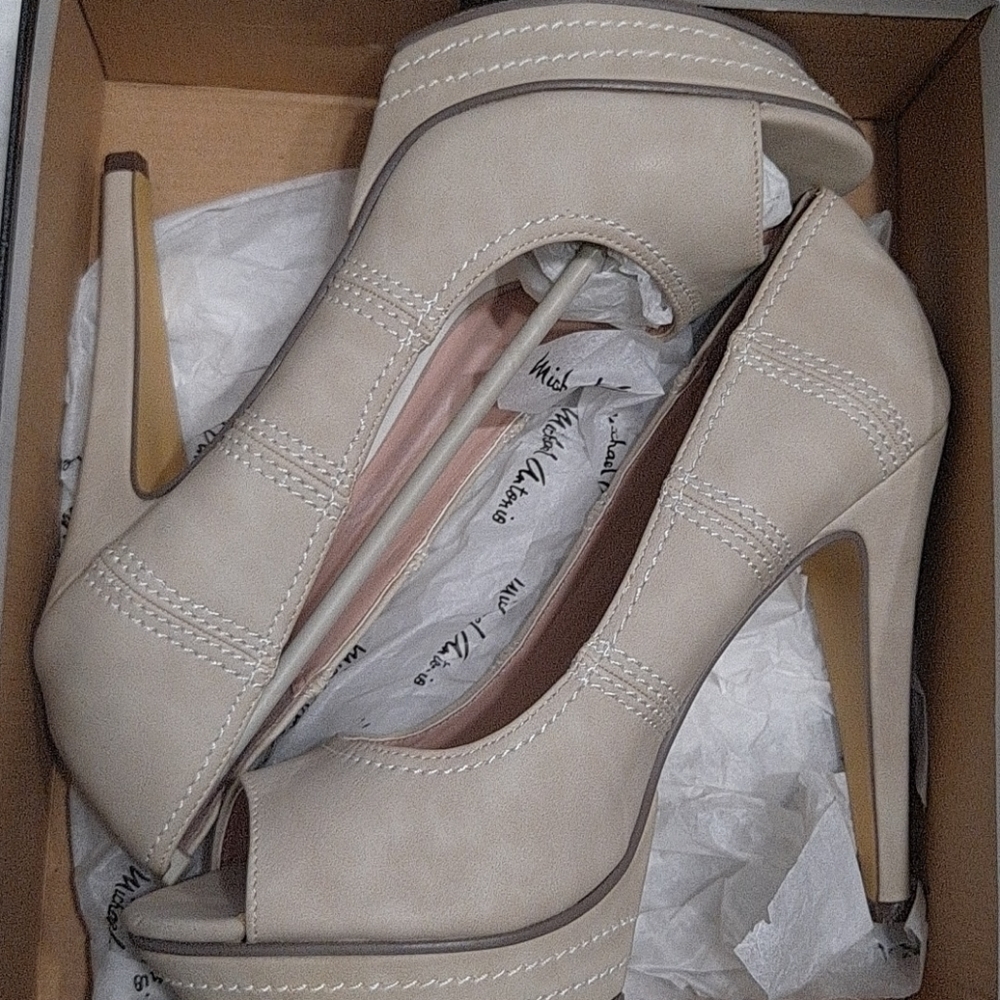 Natural Peep Toe Heels